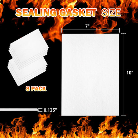 Ceramic fiber gasket paper sheet, 7x10x1/8 in, white, 8-pack for stoves and kilns