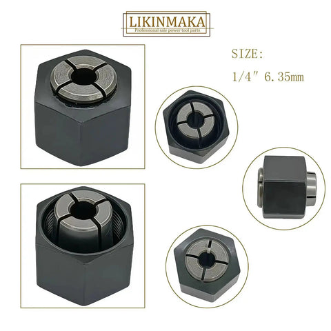 Half Inch And Quarter Inch Router Collet Chuck And Nut Replacement Kit With 12.7mm And 6.35mm Collets Quick Fit for routers