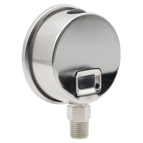 DIGITEN water pressure gauge, chrome round housing with 1/4 in NPT threaded connection for RO system pump