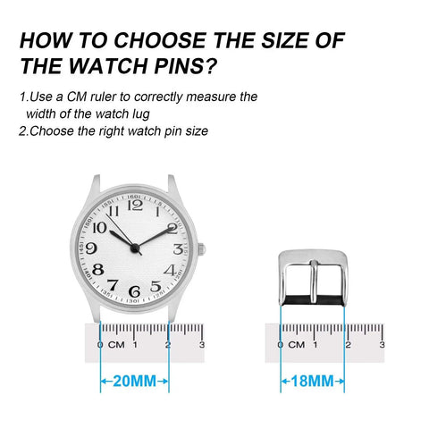 Guide for measuring watch lug width to fit Pro Grade Band Pins Kit With Spring Bar Replacements And Extra Tips 32 Piece