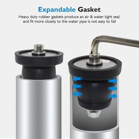 Expandable Mechanical Seal Cleanout Pipe Plug With Rubber Expansion Scupper Plugs shown with removable Allen wrench handle