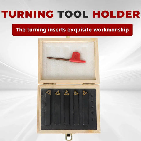 5Pcs Three Eighths Inch Indexable Carbide Lathe Turning Tool Holder Set With TCMT110204 Inserts for metalworking in wooden box