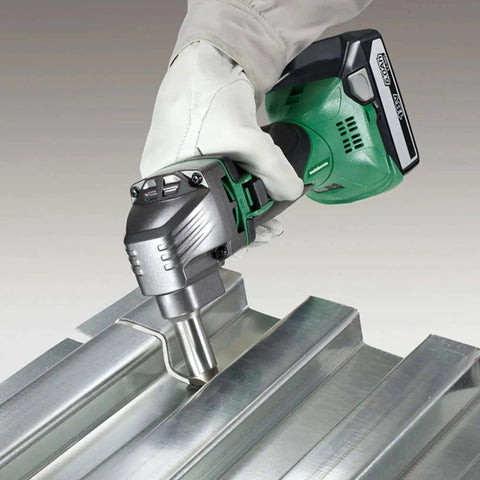 Using 18V Cordless Nibbler for Metal Panels Beasts at cutting corrugated steel, tool only, no battery