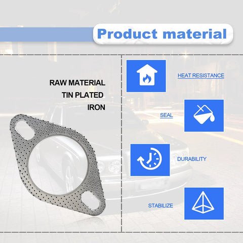 2.5-inch exhaust gasket, tin-plated iron, two-bolt muffler flange gasket (Amazon brand)