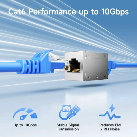 Five Pack Shielded Cat6a Ethernet Couplers Female To Female Extender Adapters For 10Gbps Networking Pro Grade Plug And Play