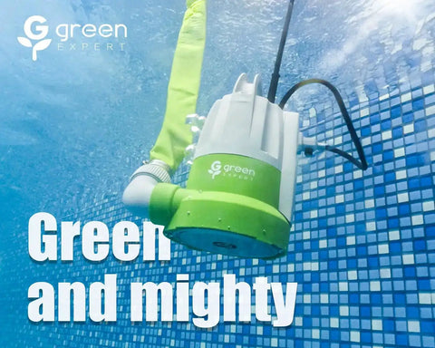 One Third HP Submersible Sump Pump With Flow Sensor Switch for flooded basements and outdoor spots underwater view