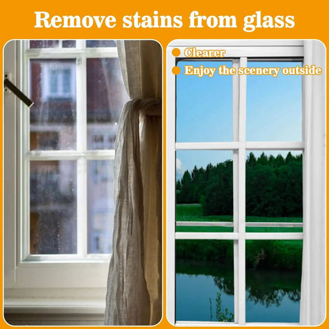 Side-by-side view of a window before and after using Extra Fine 0000 Steel Wool Pads Set For Wood Glass Polishing 15 Pack