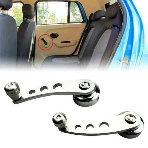 Aluminum Billet Car Window Crank Handle Set 2 Pieces Window Winder Replacement For Classic Cars Includes Hex Wrench And Screws Silver Finish