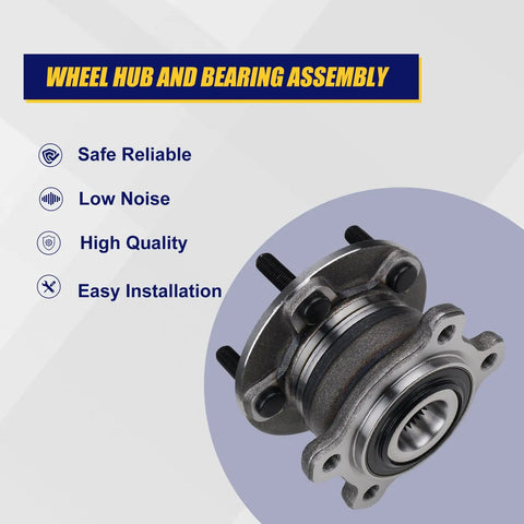 Two Pack Wheel Bearing Hub Assembly With ABS For Ford Escape AWD 2013 2018 And Lincoln MKC AWD 2015 2019 Rear 5 Lug Replacement Kit Designed For Smooth Quiet Operation And Long Lasting Performance, front view with flange and bolts