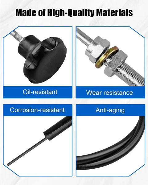 15 Ft PTO Control Cable With 2 Inch Black Knob For Dump Trucks And Heavy Equipment Replacement 55199 - material features