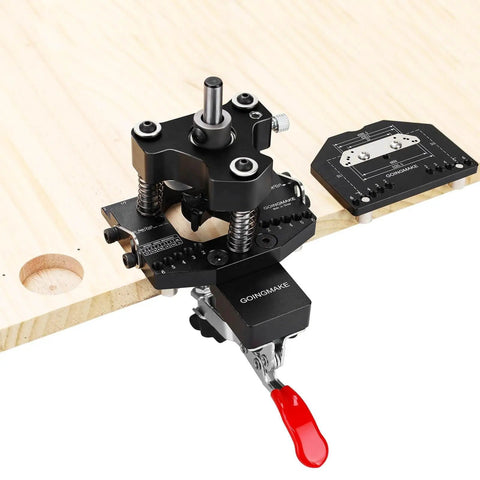 3 Axis Concealed Hinge Jig Ultra With Extra 35mm Hinge Hole Drill Guide And Quick Clamp For Metal Cabinet Doors Workhorse For Fast Easy Drilling In Woodworking Mounting Tool mounted on wood