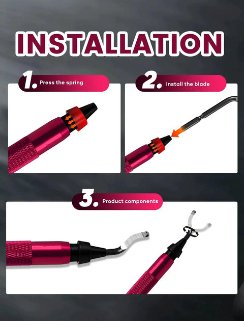 Pro Deburring Tool Kit With 15 HSS Rotary Blades For 3D Printing Resin Metal And Tubing Deburring Red Handle Installation Steps