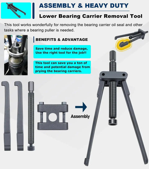 Lower Bearing Carrier Puller Compatible With Yamaha Johnson Evinrude Mercury Honda Mercruiser Gearcases 115 Hp And Up, assembly view