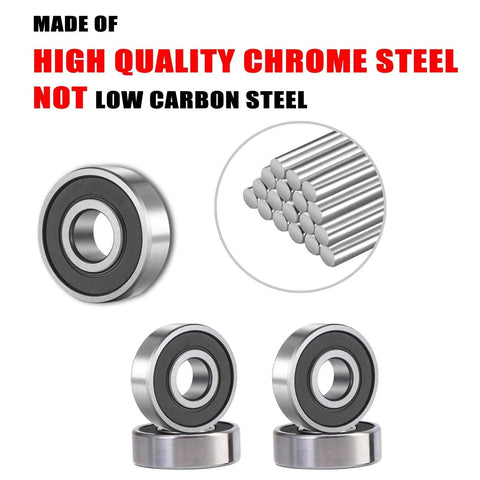 Donepart R16-2RS sealed ball bearings, chrome steel with double rubber seals, 2-pack