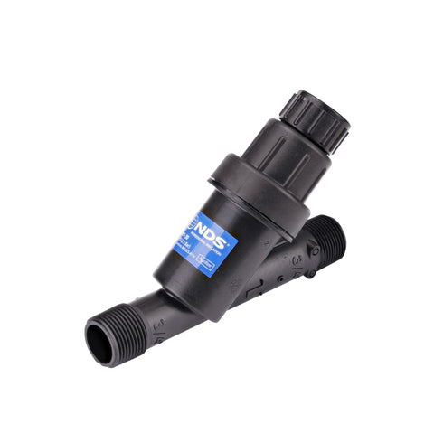 NDS PRYF 30 pressure-regulating Y filter, 3/4 in MPT x 3/4 in MPT, black plastic, 200-mesh irrigation filter