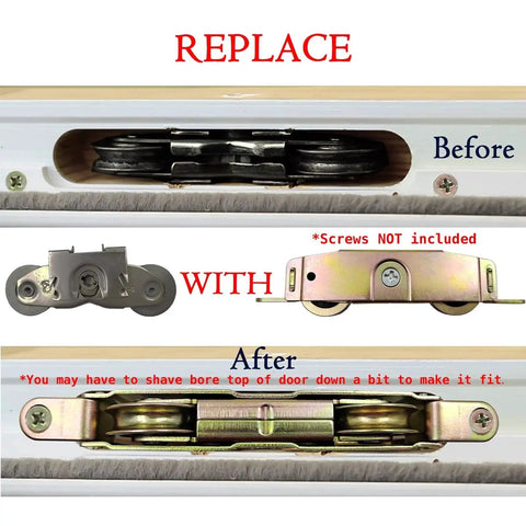 Sliding Patio Door Roller Assembly For One And One Quarter Inch Steel Ball Bearing With Side Adjustment Replacement Kit in use
