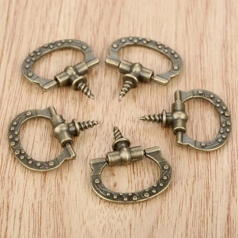 Mini Cabinet Knob Set Ten Pack Antique Bronze Finish With Self Tapping Screws, zinc alloy material, for furniture, 24x27mm size.