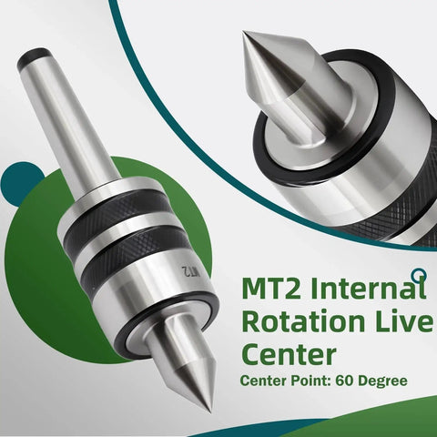MT2 Ball Bearing Morse Taper Live Center Internal Rotation For Wood And Metal Lathes Medium Duty Triple Bearing CNC Turning