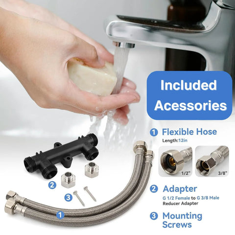 Watts Premier replacement sensor valve kit; two 12-inch braided hoses, two adapters, and mounting screws