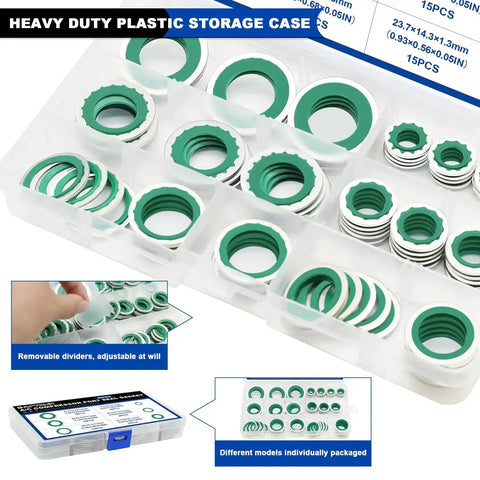 85 Piece Air Conditioning Compressor Bonded Seal Washers Set With 6 Sizes For AC System DIY Friendly Gasket Repairs