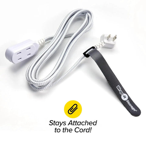 Self-Gripping Cable Ties Set, Multi-Color 40 Pack, Reusable Hook And Loop Cable Wraps For Cord Management, attached to power cord.