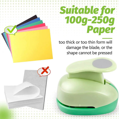 Green circle punch suitable for 100g-250g paper with colorful card stock; part of Circle Punch Set Of 3 Inches, 2 In, 1.5 In And 1 In