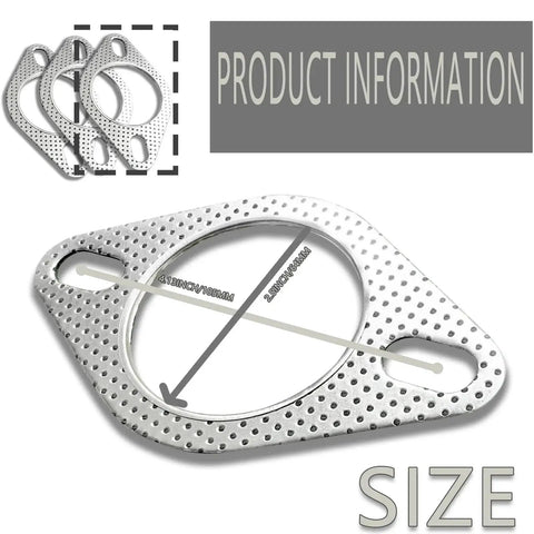Two Pack Car Exhaust Gasket Set For High Temperature Performance Reinforced Exhaust Flange Gasket 2.5 Inch Durable Graphite Layer Catalytic Converter