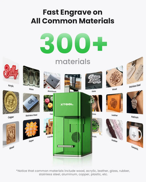 Two In One Dual Laser Engraver With Beast Speed Portable Engraving Machine For Jewelry Metal Wood Leather, 4000mm Per Second, HD Precision For Complex Vectors And Fast Batch Engraving, From XTool shown with 300+ material samples