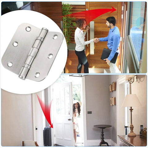 Stainless steel door hinge set, 3.5 x 3.5 in, ball bearing, heavy-duty, silver, 3-pack