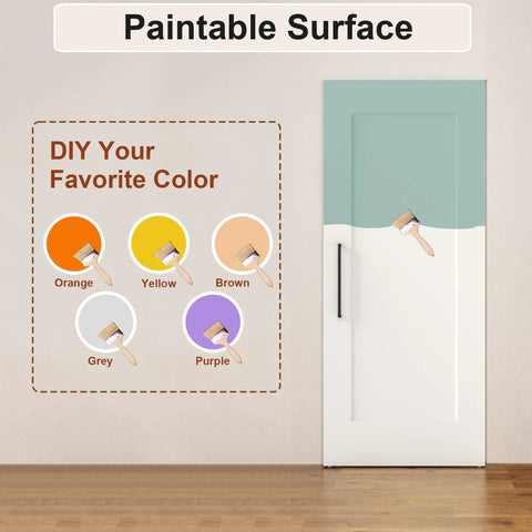 Concealed Sliding Barn Door 36 By 84 Inches Shaker Style Flat One Panel White Primed Solid Core DIY Paintable Surface