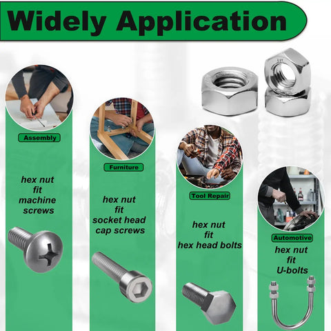 Beefy M8 Hex Nuts Set In 304 Stainless Steel Right Hand Thread M8 X 1.25 Pitch DIN934 Standard in various applications