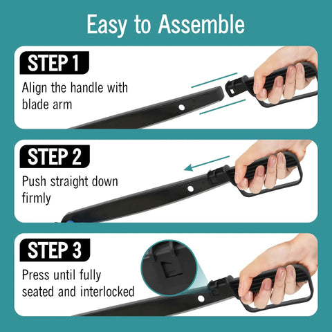 Step-by-step assembly instructions for handle of Heavy Duty 12 Inch Guillotine Paper Cutter With Safety Guard.