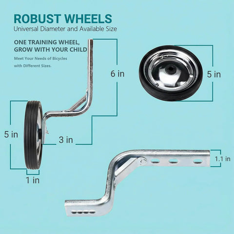 Adjustable Training Wheels For Kids Bike 14 16 18 Inches With Rust Resistant Steel Frame Rubber Wheels Easy Install Pair