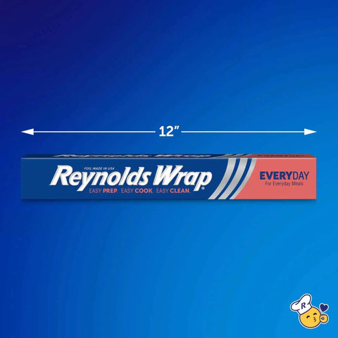 Image of Everyday Strength Aluminum Foil Roll For Freezer And Grill Safe Cooking, 12 Inch Wide By 200 Feet Long box with easy open tab.