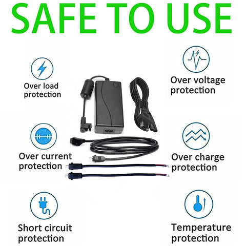 Image showing 12V 5A Power Supply Adapter For Linear Actuators And DC Motors, Converts 100-240V AC To 12V DC, with safety features.