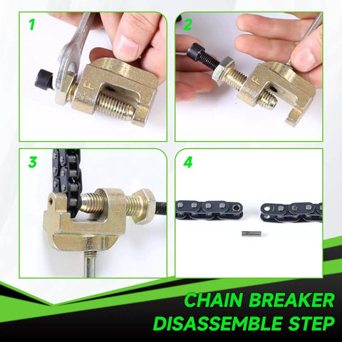 Chain breaker usage guide for 35 Chain 140 Links Chain Breaker Kit For Mini Bikes And Go Karts Compatible With Coleman CT100U CC100X Baja DB30 Motovox MBX10 MBX11 Monster Mega Moto Predator 212cc 105cc 100cc 97cc Engines By XIKOBY