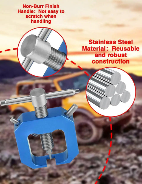 Mini RC Pinion Bearing Puller Stainless Steel Gear Puller For Small Gears, shown in blue aluminum with a non-burr finish handle.