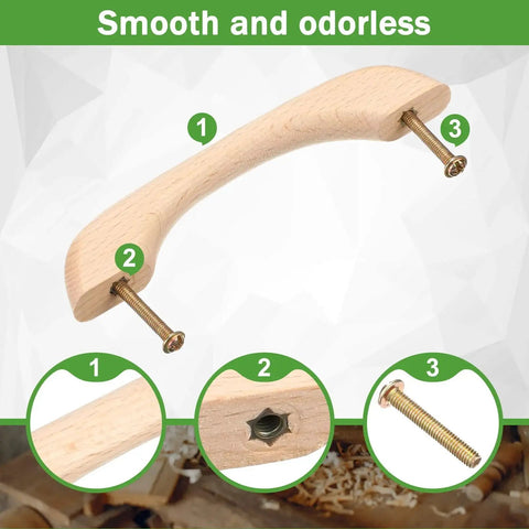 Wood Drawer Pulls Set Of 30 Unfinished Cabinet Handles With Screws For Drawers Dresser Wardrobe Replacement Hardware 5 Inch Total Length