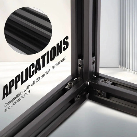 Four Piece 400mm V Slot 2020 Aluminum Extrusion European Standard Anodized Black Linear Rail corner application view