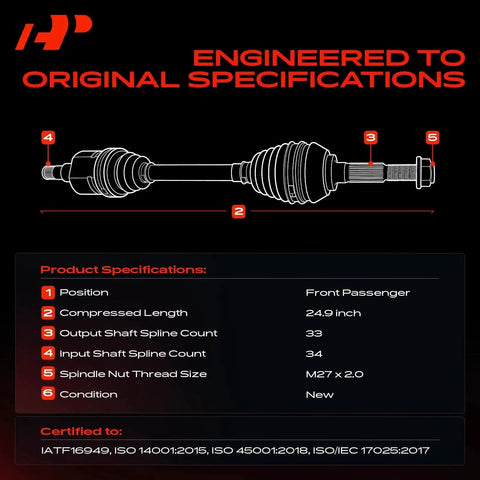Front Right CV Axle Shaft Assembly For Chevy Buick Pontiac Oldsmobile Cars Like Impala Monte Carlo Grand Prix Regal LaCrosse Century Allure Venture Passenger Side Ready To Roll diagram