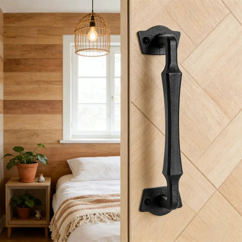 10 Inch Sliding Barn Door Handle Matte Black Cast Iron Door Pull for Fence Gate