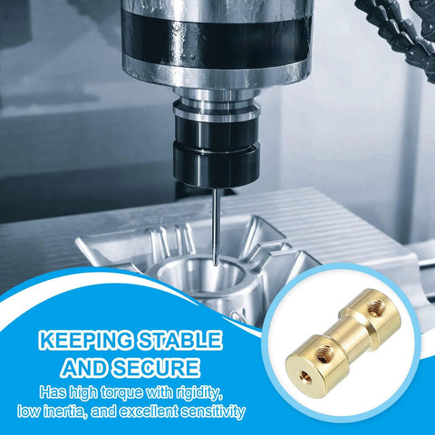 PATIKIL brass shaft coupling 3mm to 3mm, 4 pcs with M3 screws, motor shaft connector