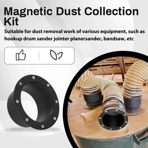 Upgraded Magnetic Dust Collection Fittings Kit For 4 Inch And 2.5 Inch Shop Vacuums with connectors shown in use on hoses.