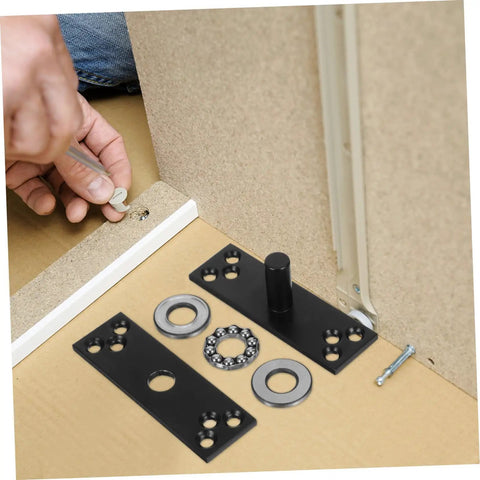 360 Degree Hidden Door Hinge Stainless Steel Pivot For Secret Doors shown in installation process.