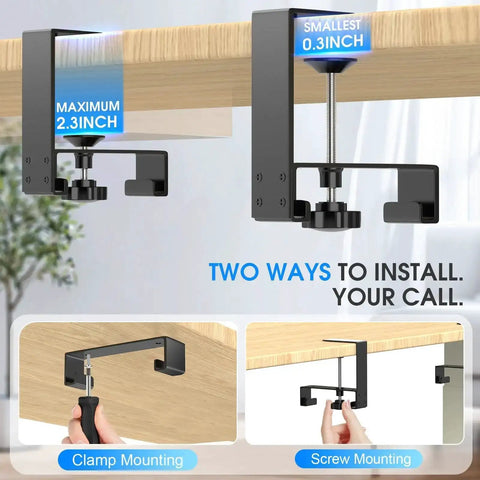 Installation options for 40 Inch Under Desk Cable Management Tray No Drill Cord Organizer With Anti Sag Reinforced Base