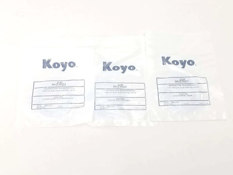 Koyo Thrust Bearing Kit For TH400 And 4L80E Transmissions 65 And Up packaging with individual labeled components bags