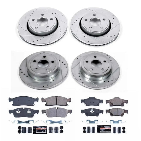 PowerStop drilled and slotted brake rotors with ceramic pads kit for Dodge Durango and Jeep Grand Cherokee (front and rear)