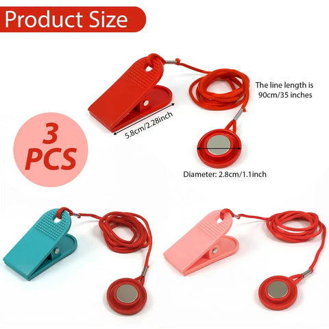 3 Pack Universal Treadmill Safety Keys Magnetic Emergency Stop Key Set Red Blue Pink Color Coded Replacement