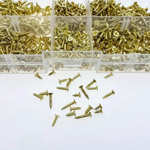 Gold Finish Self Tapping Screws Bulk Pack 1200Pcs Countersunk M2 M2.5 M3 For Wood Plastic Soft Metal Ideal For DIYers Micro Woodworking