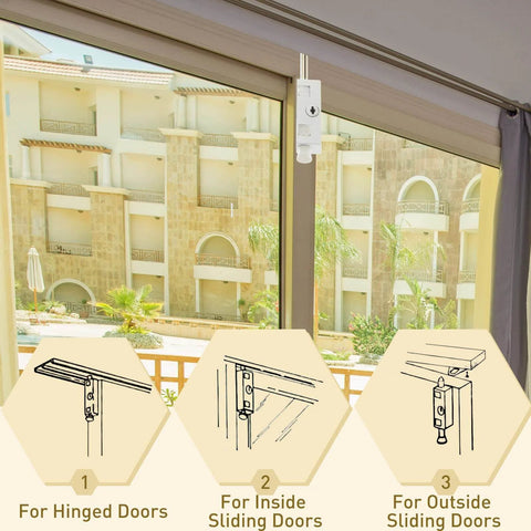 Two Piece Sliding Patio Door Lock Set With Keyed Lock Rectangle Security Bar For Glass Doors installed view